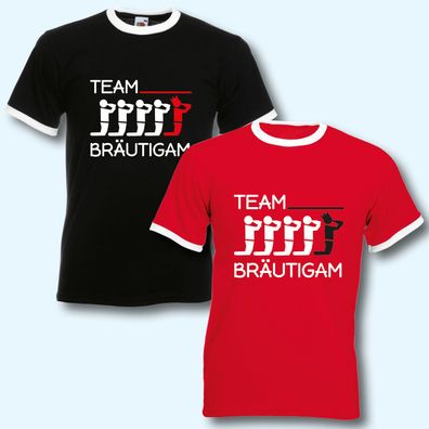 Shirt Team Bräutigam JGA T-Shirt Junggesellenabschied schwarz rot