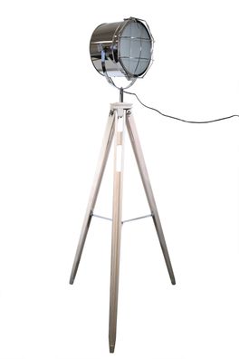 XXL Stativ Stehleuchte Dreibein Studiolampe Chrom Spot mit Klappen 158cm 605460