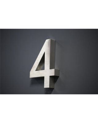 Hausnummer Premium Edelstahl in 3D Design Arial H20cmxT3cm V2A (Nr.4) 400014