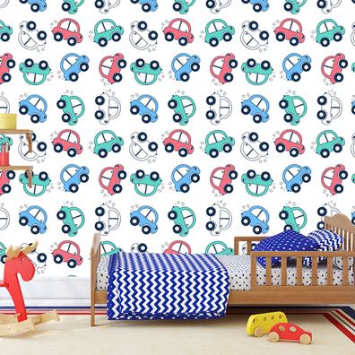 10m VLIES TAPETE Rolle Kinderzimmer Autos Transport Himmel Wolken XXL 1831