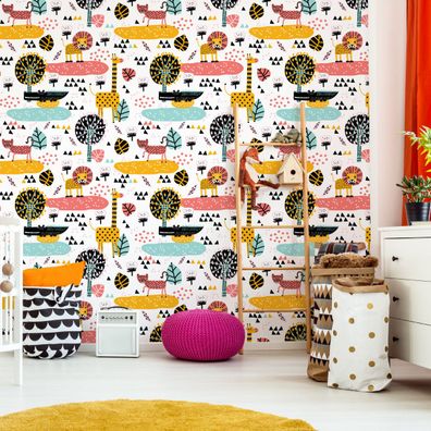 10m VLIES TAPETE Rolle Kinderzimmer Löwen Tiger Giraffen Dschungel XXL 1811