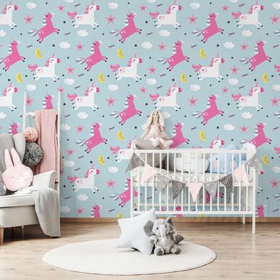 10m VLIES TAPETE Rolle Kinderzimmer Magische Einhörner Sterne Monde XXL 1851