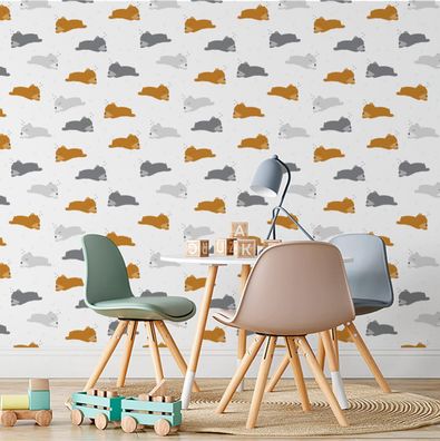 10m VLIES TAPETE Rolle Kinderzimmer Waldtiere Bären Monde Sterne Himmel XXL 1688