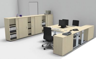 Komplettbüro G7 Stehtheke Doppelarbeitsplatz Büromöbel Schreibtisch Bürotisch