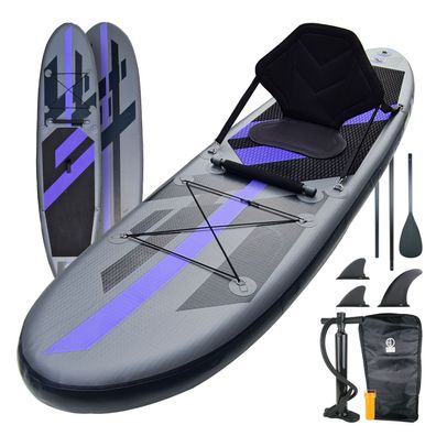 Kajak SUP Aufblasbares Stand Up Paddle Paddleboard Surfbrett Sitz Kanu 305 cm Schwarz