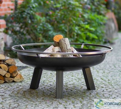 Grillrost mit 4 Griffen für Schwenkgrill schwarzer Stahl Ø 80 cm Feuerschale 