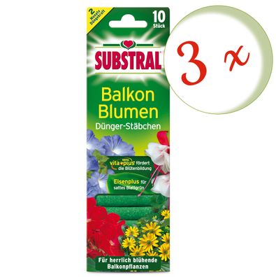 3 x Substral® Dünger-Stäbchen für Balkonblumen, 10 Stück