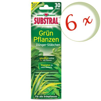 6 x Substral® Dünger-Stäbchen für Grünpflanzen, 30 Stück