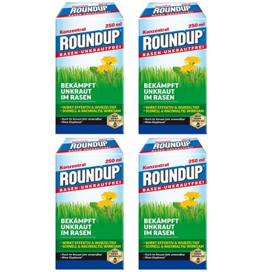 4 x Roundup® Rasen-Unkrautfrei, 250 ml