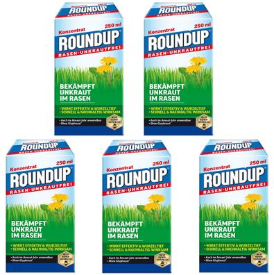 5 x Roundup® Rasen-Unkrautfrei, 250 ml
