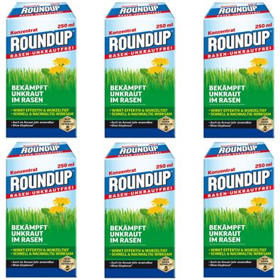 6 x Roundup® Rasen-Unkrautfrei, 250 ml