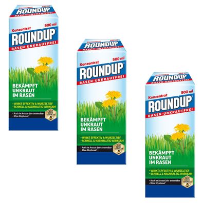 3 x Roundup® Rasen-Unkrautfrei, 500 ml