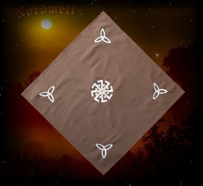 Tischdecke Triqueta und Sonnensymbol Kolovrat-Stickerei