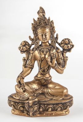 GRÜNE TARA Messing 21 cm 1,6 kg Buddha Göttin Schutzpatron Altarfigur Feng-Shui