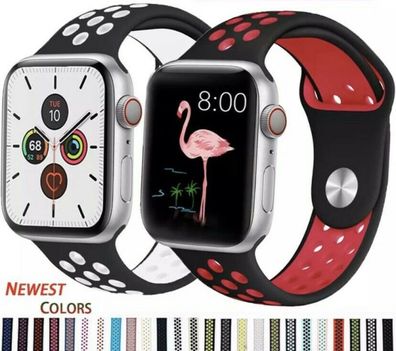 Für Apple Watch Series SE 6 5 4 3 2 Armband Silikon gelocht Sportband