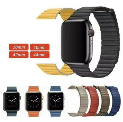 Für Apple Watch Series SE 7 6 5 4 3 2 Armband Leder Magnet Loop Ersatzband