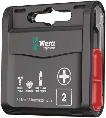 Wera Bit-Box 15 Impaktor PH, PH 2 x 25 mm, 15-teilig 05057752001