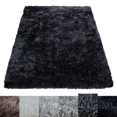 Shaggy Hochflor Teppich Handgewebt Wohnzimmerteppich Glanz Effekt Einfarbig Uni
