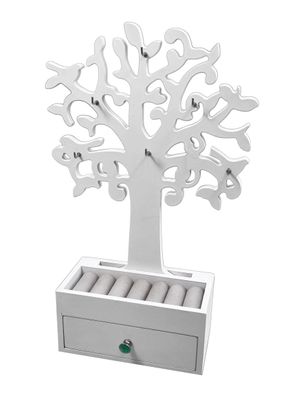 Schmuckbaum mit Schublade weiß - Holz Schmuckkasten Schmuckbox Schmuckkästchen