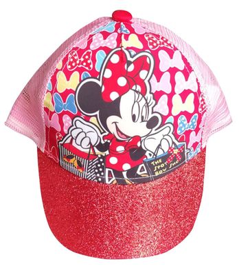 Disney Cap Kappe Basecap Schirmmütze Minnie Maus mit Glitzer-Schirm rot-pink Grö