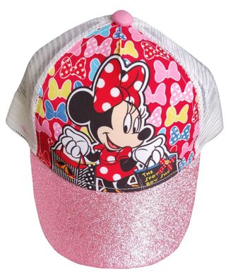 Disney Cap Kappe Basecap Schirmmütze Minnie Maus mit Glitzer-Schirm weiß-pink Gr