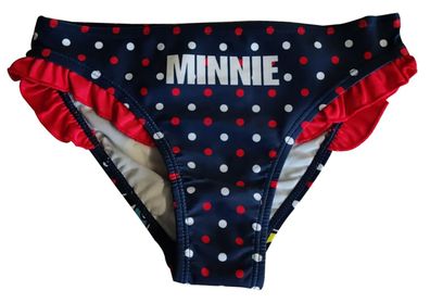Disney Minnie Maus Badehose, Badeslip für Mädchen, blau-rot gepunktet, Gr. 104 c