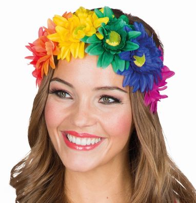 Blumenhaarband Hippie 70er buntes Blüten Haarband Festival Karneval Fasching
