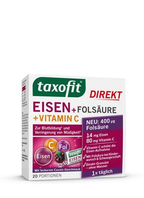 taxofit® Eisen + Folsäure Direkt-Granulat 5x20 Portionen Energie Cassis Vitamin