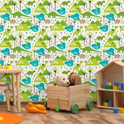 10m VLIES TAPETE Rolle Kinderzimmer Junge Dinosaurier Tiere Spielen XXL 2141