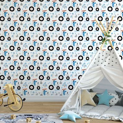 10m VLIES TAPETE Rolle Kinderzimmer Hunde Traktor Pflanzen Natur Bunt XXL 2099