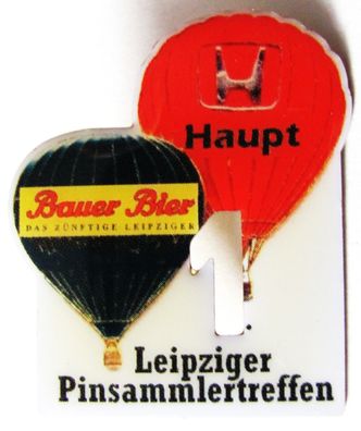 1. Leipziger Pinsammlertreffen - Bauer Bier & Honda Haupt - Ballon Pin 36 x 30 mm