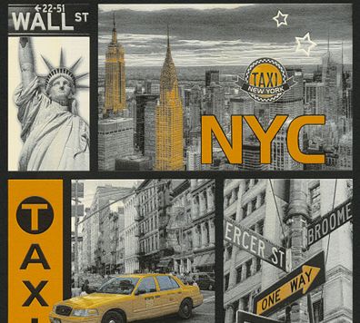 A.S. Création NY New York NYC Tapete Schwarz Papier 300451 Wand Modern Stuktur