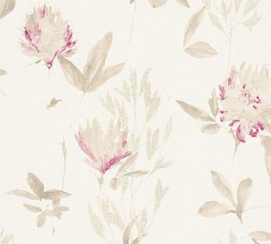 A.S. Création Blumen Tapete Beige Papier Tapete 344983 Wandtapete Modern Stuktur