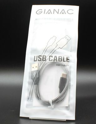 USB-C Kabel GIANAC Nylon Ladekabel Fast Charge Schnellladekabel - 25cm