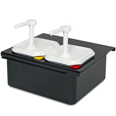 Soßenspenderset 2x GN1/6, inklusive Halterung mit Wanne zum Warmhalten/ Kühlen