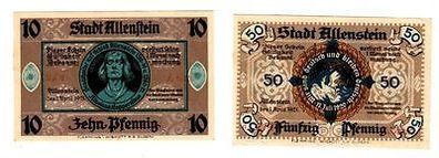 2 Banknoten Notgeld der Stadt Allenstein 1921 (108719)