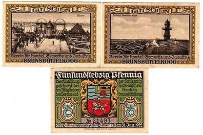 3 Banknoten Notgeld Brunsbüttelkoog Verein für Handel, Gewerbe und Ind. (109932)