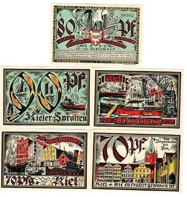 5 Banknoten Notgeld Kieler Herbstwoche für Kunst und Wissenschaft 1921 (104986)