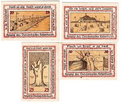 4 Banknoten Notgeld Gemeinde Ostseebad Kellenhusen o.D. um 1921 (105183)