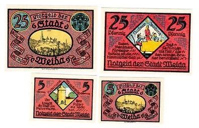4 Banknoten Notgeld der Stadt Weida 1921 (105815)