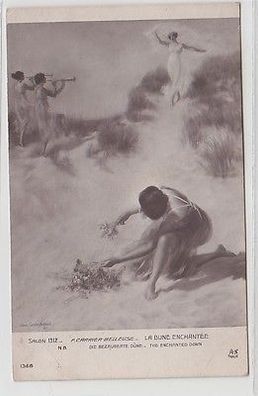 65208 Erotik Ak "Die bezauberte Düne" erotisches Strandmotiv um 1910