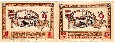 2 Banknoten Notgeld Wismar Keglerverband Kegler e.V. 1921 (108482)