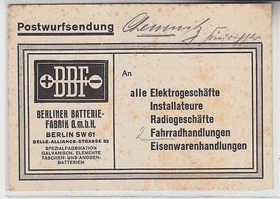 63590 Reklamekarte Berliner Batterie Fabrik 1932
