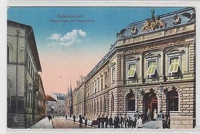 64453 Ak Kaiserslautern Theaterstraße mit Hauptpostamt 1917
