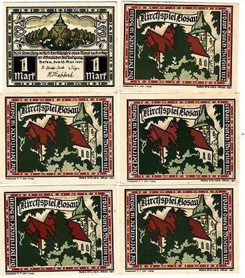 6 Banknoten Notgeld Kirchspiel Bosau 15.5.1921 (104206)