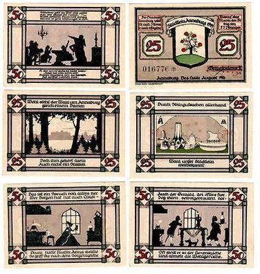 Komplette Serie 6 Banknoten Notgeld der Stadt Annaburg 1921 (102561)