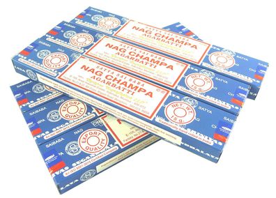 Nag Champa Sai Baba Agarbatti Räucherstäbchen blau Räucherwerk 6 Packs a 15g