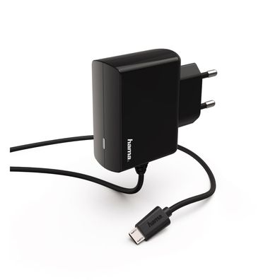 Hama Micro-USB fast charging schnell Ladegerät 6W / 1,2A Ladekabel Schwarz Neu