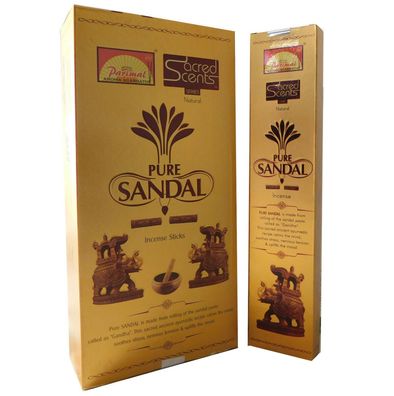 Räucherstäbchen Pure Sandal von Parimal Premium Masala Sticks | Box mit 6 x 28g