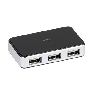 Vivanco USB 2.0 HUB 4 Port Adapter 480 MBit/ s High Speed Erweiterung, Schwarz